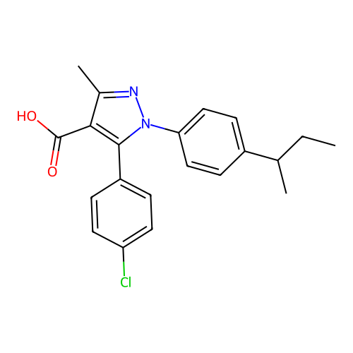 1-(4-Sec-butylphenyl)-5-(4-chlorophenyl)-3-methyl-1H-pyrazole-4-carboxylic acid structure