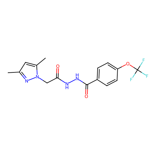 N'-[2-(3,5-dimethylpyrazol-1-yl)acetyl]-4-(trifluoromethoxy)benzohydrazide structure