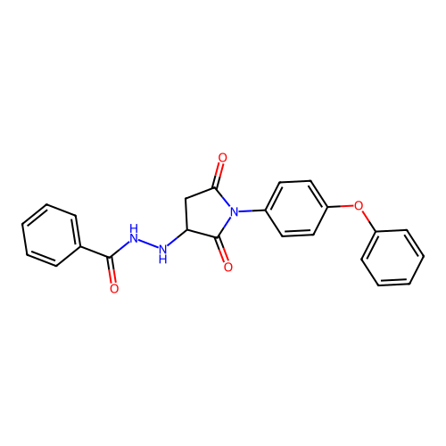 N'-[2,5-dioxo-1-(4-phenoxyphenyl)pyrrolidin-3-yl]benzohydrazide structure