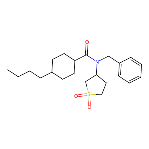 N-benzyl-4-butyl-N-(1,1-dioxidotetrahydro-3-thienyl)cyclohexanecarboxamide structure
