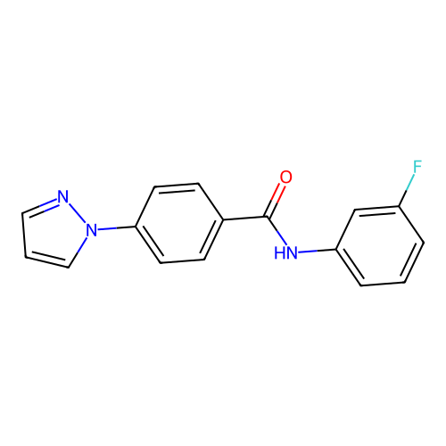 N-(3-fluorophenyl)-4-pyrazol-1-ylbenzamide structure