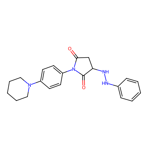 3-(2-Phenylhydrazinyl)-1-(4-(piperidin-1-yl)phenyl)pyrrolidine-2,5-dione structure