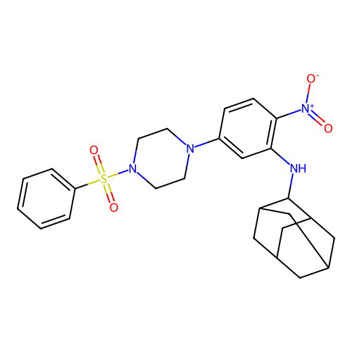 N-[5-[4-(benzenesulfonyl)piperazin-1-yl]-2-nitrophenyl]adamantan-2-amine structure
