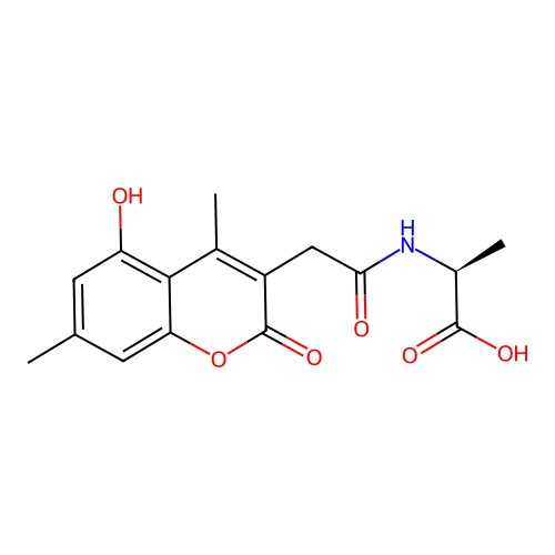 (S)-2-(2-(5-hydroxy-4,7-dimethyl-2-oxo-2H-chromen-3-yl)acetamido)propanoic acid structure