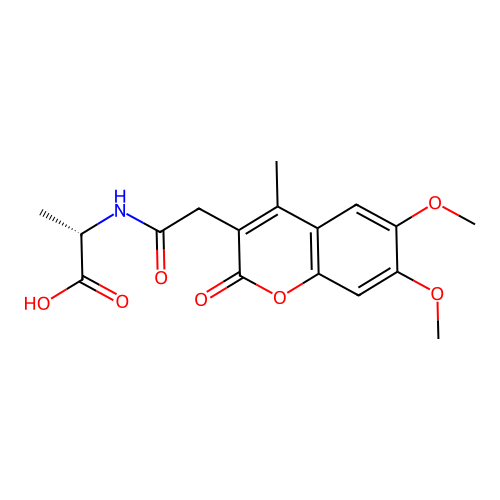 (S)-2-(2-(6,7-dimethoxy-4-methyl-2-oxo-2H-chromen-3-yl)acetamido)propanoic acid structure