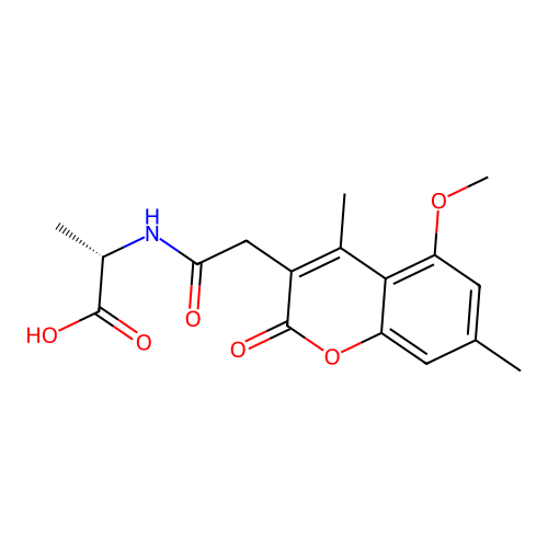 N-[(5-methoxy-4,7-dimethyl-2-oxo-2H-chromen-3-yl)acetyl]-L-alanine structure