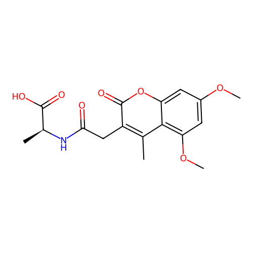 (S)-2-(2-(5,7-dimethoxy-4-methyl-2-oxo-2H-chromen-3-yl)acetamido)propanoic acid structure