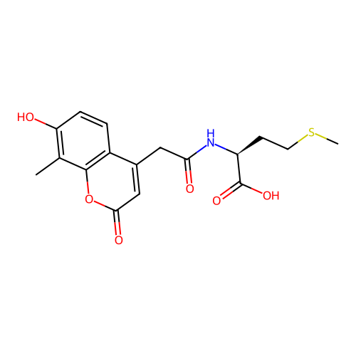 (S)-2-(2-(7-hydroxy-8-methyl-2-oxo-2H-chromen-4-yl)acetamido)-4-(methylthio)butanoic acid structure