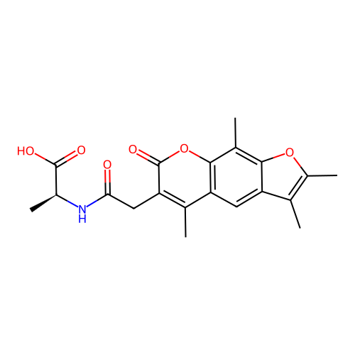 (S)-2-(2-(2,3,5,9-tetramethyl-7-oxo-7H-furo[3,2-g]chromen-6-yl)acetamido)propanoic acid structure