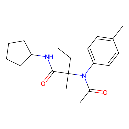 N~2~-acetyl-N-cyclopentyl-N~2~-(4-methylphenyl)isovalinamide structure