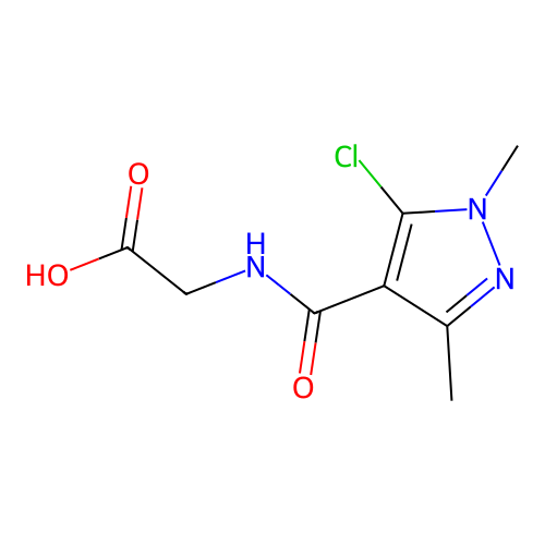 2-{[(5-chloro-1,3-dimethyl-1H-pyrazol-4-yl)carbonyl]amino}acetic acid structure