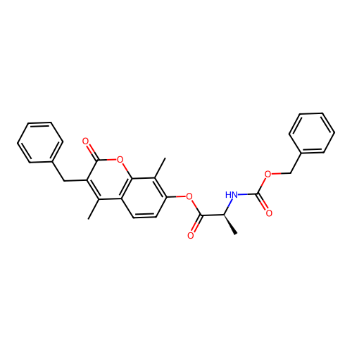 (S)-3-benzyl-4,8-dimethyl-2-oxo-2H-chromen-7-yl 2-(((benzyloxy)carbonyl)amino)propanoate structure