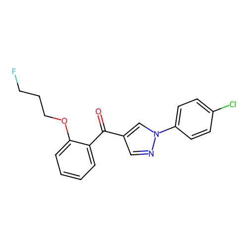 [1-(4-chlorophenyl)-1H-pyrazol-4-yl][2-(3-fluoropropoxy)phenyl]methanone structure