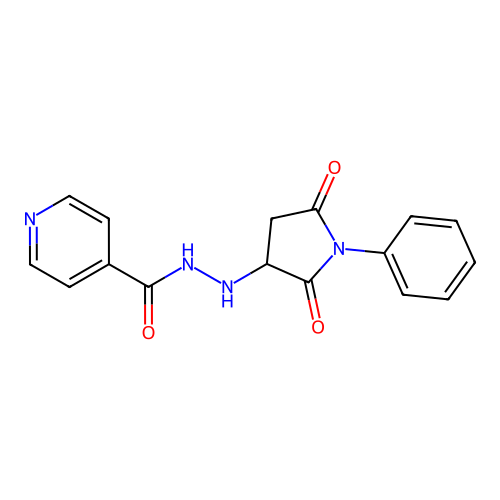 N'-(2,5-dioxo-1-phenylpyrrolidin-3-yl)pyridine-4-carbohydrazide structure