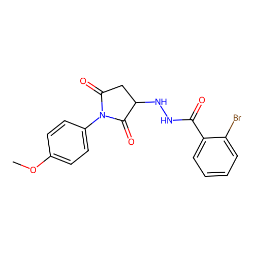 2-bromo-N'-[1-(4-methoxyphenyl)-2,5-dioxopyrrolidin-3-yl]benzohydrazide structure
