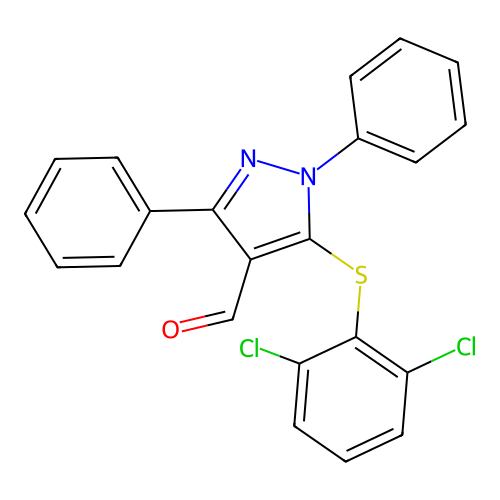 5-[(2,6-dichlorophenyl)sulfanyl]-1,3-diphenyl-1H-pyrazole-4-carbaldehyde structure