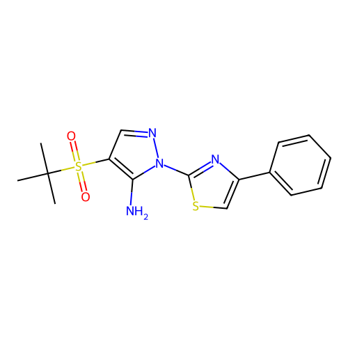4-(tert-butylsulfonyl)-1-(4-phenyl-1,3-thiazol-2-yl)-1H-pyrazol-5-ylamine structure