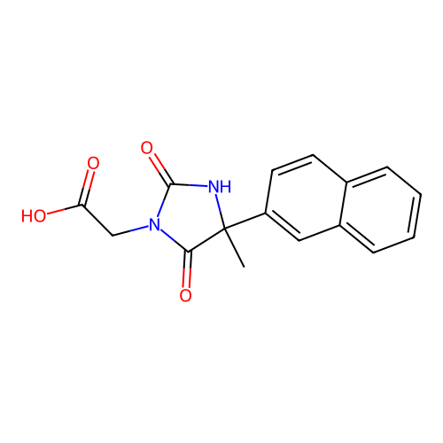 2-[4-Methyl-4-(naphthalen-2-yl)-2,5-dioxoimidazolidin-1-yl]acetic acid structure
