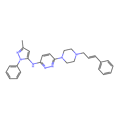 N-(3-Methyl-1-phenyl-1H-pyrazol-5-yl)-6-[4-[(2E)-3-phenyl-2-propen-1-yl]-1-piperazinyl]-3-pyridazinamine structure