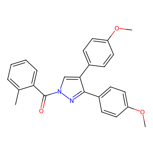 [3,4-Bis(4-methoxyphenyl)pyrazol-1-yl]-(2-methylphenyl)methanone structure
