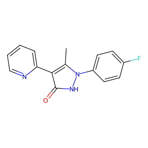 1-(4-fluorophenyl)-5-methyl-4-(2-pyridinyl)-1H-pyrazol-3-ol structure