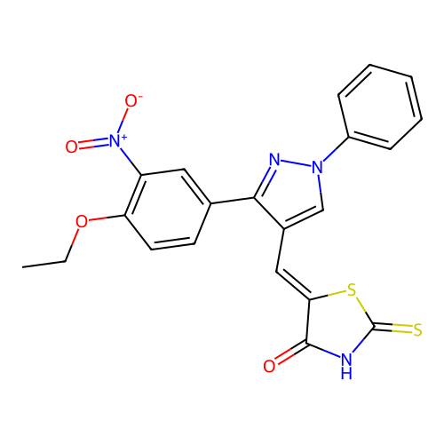 (5Z)-5-[[3-(4-Ethoxy-3-nitrophenyl)-1-phenyl-1H-pyrazol-4-yl]methylene]-2-thioxo-4-thiazolidinone structure
