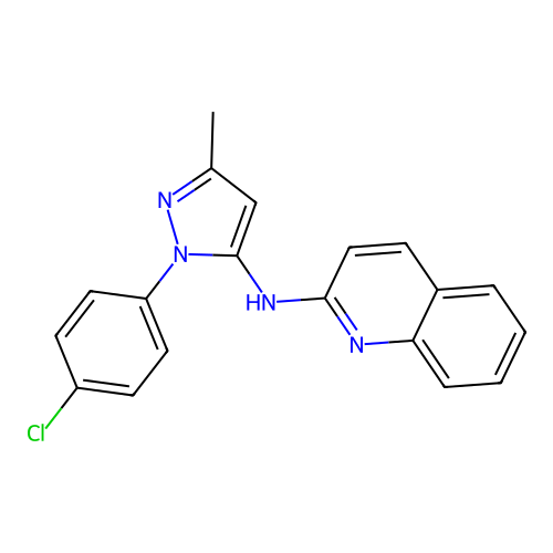 N-(1-(4-chlorophenyl)-3-methyl-1H-pyrazol-5-yl)quinolin-2-amine structure