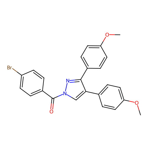 [3,4-Bis(4-methoxyphenyl)pyrazol-1-yl]-(4-bromophenyl)methanone structure