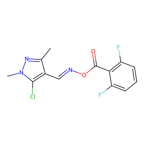 [(5-Chloro-1,3-dimethylpyrazol-4-yl)methylideneamino] 2,6-difluorobenzoate structure