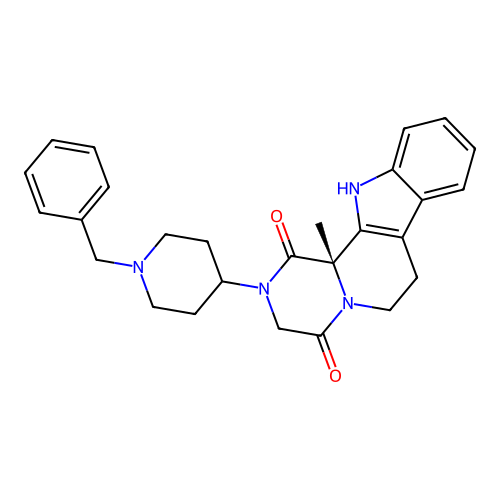 (12bS)-2-(1-benzylpiperidin-4-yl)-12b-methyl-2,3,6,7,12,12b-hexahydropyrazino[1',2':1,2]pyrido[3,4-b]indole-1,4-dione structure