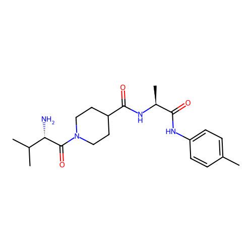 N-{(2S)-1-[(4-methylphenyl)amino]-1-oxopropan-2-yl}-1-(L-valyl)piperidine-4-carboxamide structure