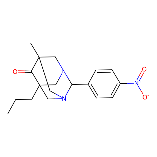 5-Methyl-2-(4-nitrophenyl)-7-propyl-1,3-diazatricyclo[3.3.1.1~3,7~]decan-6-one structure