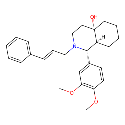 2-cinnamyl-1-(3,4-dimethoxyphenyl)-1,3,4,5,6,7,8,8a-octahydroisoquinolin-4a-ol structure