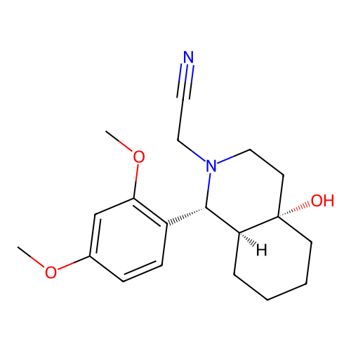[(1R,4aS,8aS)-1-(2,4-dimethoxyphenyl)-4a-hydroxyoctahydroisoquinolin-2(1H)-yl]acetonitrile structure
