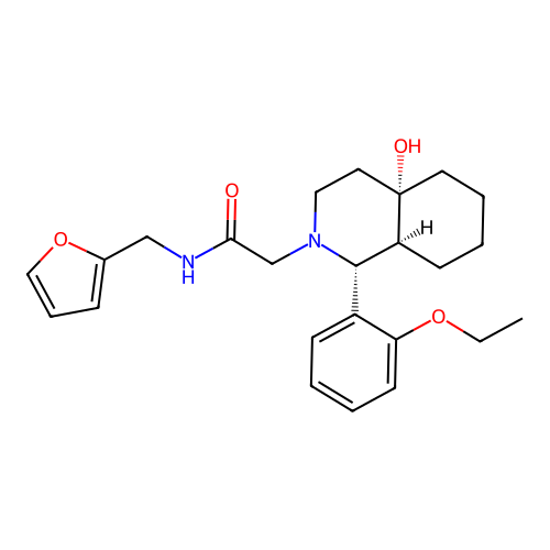 2-[(1R,4aS,8aS)-1-(2-ethoxyphenyl)-4a-hydroxy-1,3,4,5,6,7,8,8a-octahydroisoquinolin-2-yl]-N-(furan-2-ylmethyl)acetamide structure