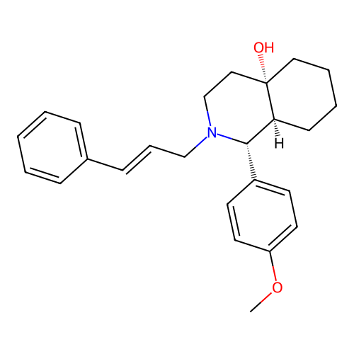 2-cinnamyl-1-(4-methoxyphenyl)-1,3,4,5,6,7,8,8a-octahydroisoquinolin-4a-ol structure
