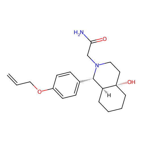 2-[(1R,4aS,8aS)-4a-hydroxy-1-(4-prop-2-enoxyphenyl)-1,3,4,5,6,7,8,8a-octahydroisoquinolin-2-yl]acetamide structure