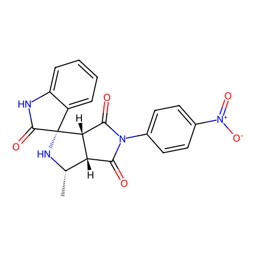 (1'S,3'S,3a'S,6a'R)-3'-methyl-5'-(4-nitrophenyl)-3',3a'-dihydro-2'H-spiro[indoline-3,1'-pyrrolo[3,4-c]pyrrole]-2,4',6'(5'H,6a'H)-trione structure