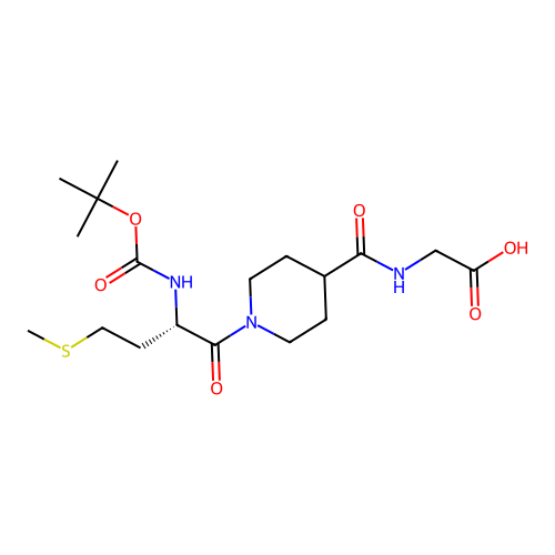 N-({1-[N-(tert-butoxycarbonyl)-L-methionyl]piperidin-4-yl}carbonyl)glycine structure