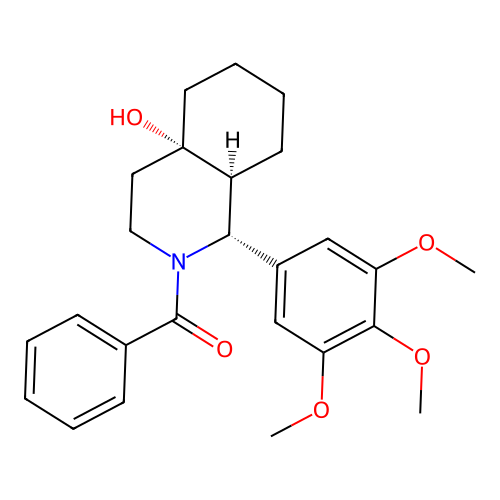 [(1R,4aS,8aS)-4a-hydroxy-1-(3,4,5-trimethoxyphenyl)-1,3,4,5,6,7,8,8a-octahydroisoquinolin-2-yl]-phenylmethanone structure