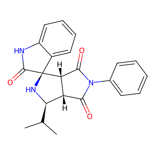 (1'R,3'R,3a'S,6a'R)-3'-isopropyl-5'-phenyl-3',3a'-dihydro-2'H-spiro[indoline-3,1'-pyrrolo[3,4-c]pyrrole]-2,4',6'(5'H,6a'H)-trione structure