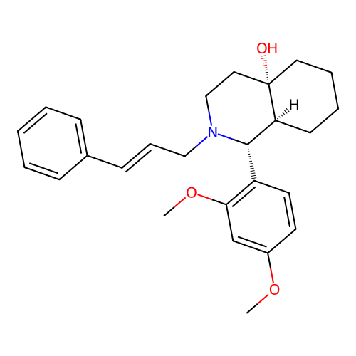 2-cinnamyl-1-(2,4-dimethoxyphenyl)-1,3,4,5,6,7,8,8a-octahydroisoquinolin-4a-ol structure