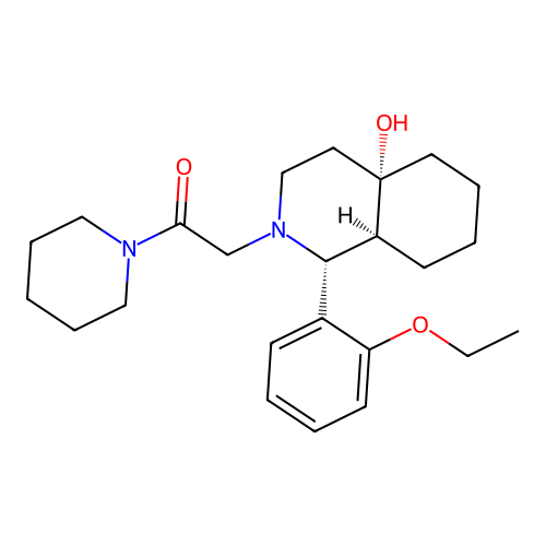 2-[(1R,4aS,8aS)-1-(2-ethoxyphenyl)-4a-hydroxy-1,3,4,5,6,7,8,8a-octahydroisoquinolin-2-yl]-1-piperidin-1-ylethanone structure