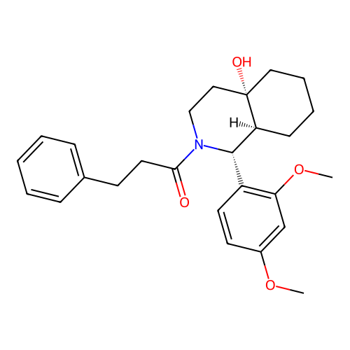 1-[(1R,4aS,8aS)-1-(2,4-dimethoxyphenyl)-4a-hydroxy-1,3,4,5,6,7,8,8a-octahydroisoquinolin-2-yl]-3-phenylpropan-1-one structure