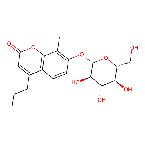 8-methyl-2-oxo-4-propyl-2H-chromen-7-yl beta-D-glucopyranoside structure
