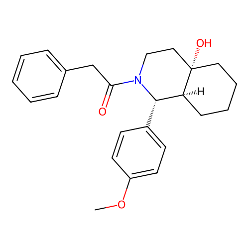 1-[(1R,4aS,8aS)-4a-hydroxy-1-(4-methoxyphenyl)-1,3,4,5,6,7,8,8a-octahydroisoquinolin-2-yl]-2-phenylethanone structure