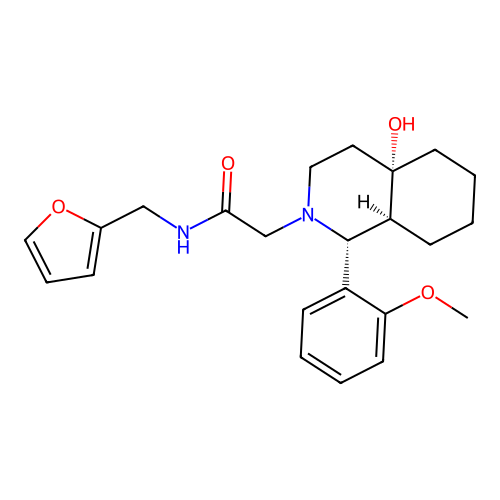 2-[(1R,4aS,8aS)-4a-hydroxy-1-(2-methoxyphenyl)-1,3,4,5,6,7,8,8a-octahydroisoquinolin-2-yl]-N-(furan-2-ylmethyl)acetamide structure