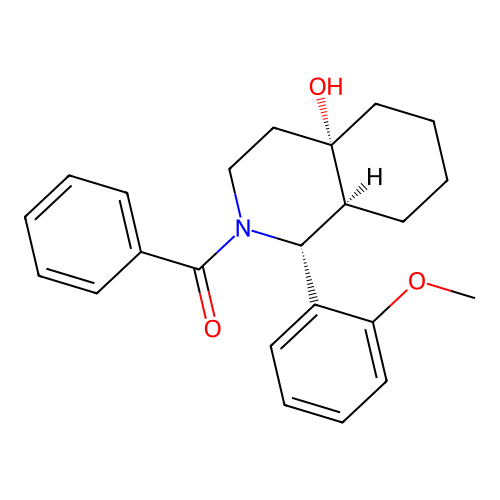 [(1R,4aS,8aS)-4a-hydroxy-1-(2-methoxyphenyl)-1,3,4,5,6,7,8,8a-octahydroisoquinolin-2-yl]-phenylmethanone structure
