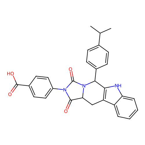 4-((11AS)-5-(4-isopropylphenyl)-1,3-dioxo-5,6,11,11a-tetrahydro-1H-imidazo[1',5':1,6]pyrido[3,4-b]indol-2(3H)-yl)benzoic acid structure