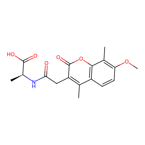 (S)-2-(2-(7-methoxy-4,8-dimethyl-2-oxo-2H-chromen-3-yl)acetamido)propanoic acid structure